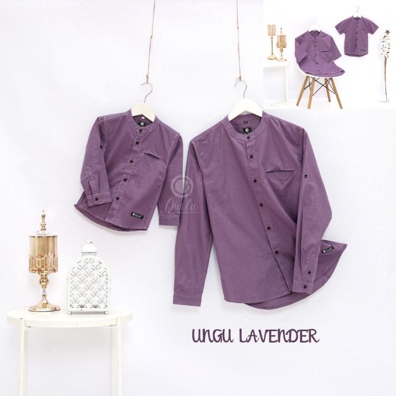 Qurlu - Kemeja Koko Anak/Dewasa warna LAVENDER (bisa couple ayah anak)