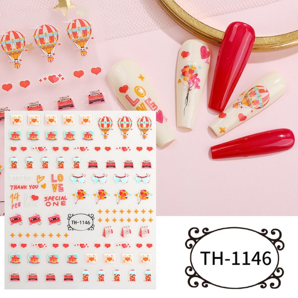 Mxbeauty Stiker Kuku Hati Wanita Fashion Valentine Day Nail Art Love Heart Bears Dekorasi Nail Art