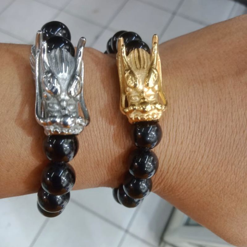 Gelang NAGA Pria Wanita Elastis Putih kuning