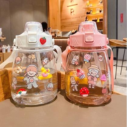 H487 Botol Minum Anak Big Belly Children's Cup Bottle + DIY Sticker 1100ML / Botol Bening Transparan