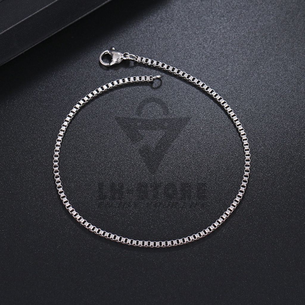 Gelang Tangan Pria Wanita Model Kotak Italy Warna Silver dan Gold Titanium Anti Karat Terbaru