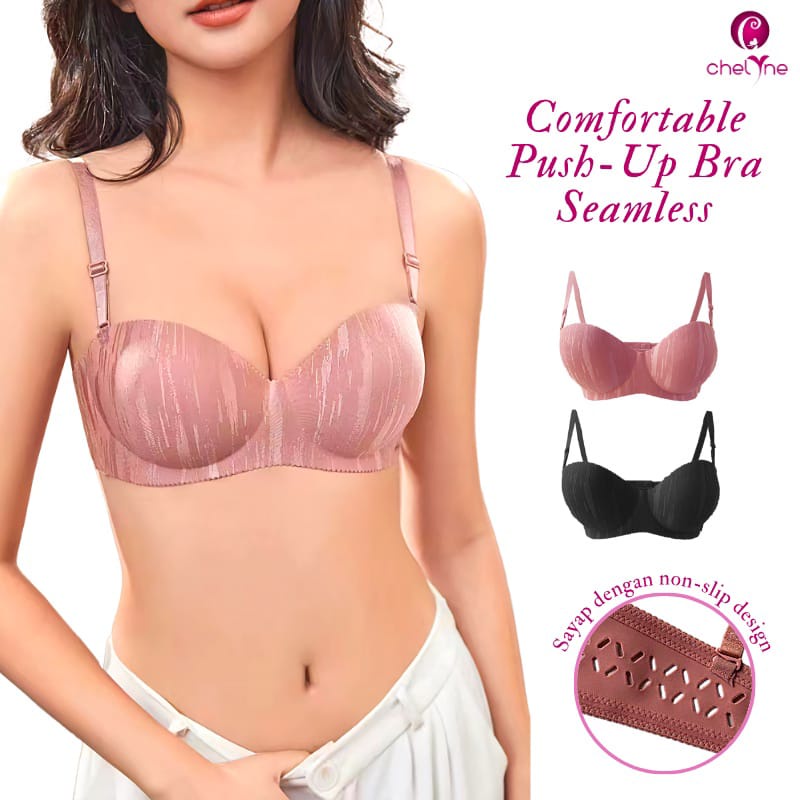 BH Chelyne 2298  Seamless Premium Push-Up Bra Half Cup dengan NON-SLIP DESIGN - Tanpa Kawat Penyanggah 34/38