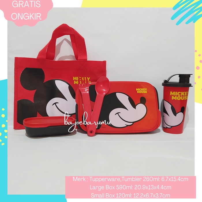 *$*$*$*$] TUPPERWARE Disney Mickey Mouse Lunch Box Set Tas Tempat Bekal Makan