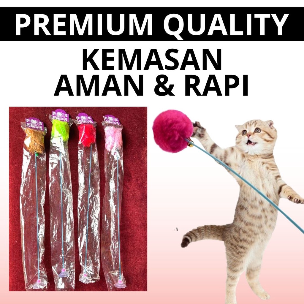 Mainan Tongkat Kucing Stick Kucing Kokoh Fluffy Mainan Kucing Viral Lentur Premium Quality FEFARM