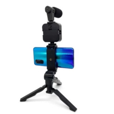 Video Making Set / AY-49 Tripod Video Making Kit Bluetooth Mic LAMPU LED Tripod Vlogging A3 Baterai Audio Cable 3.5mm