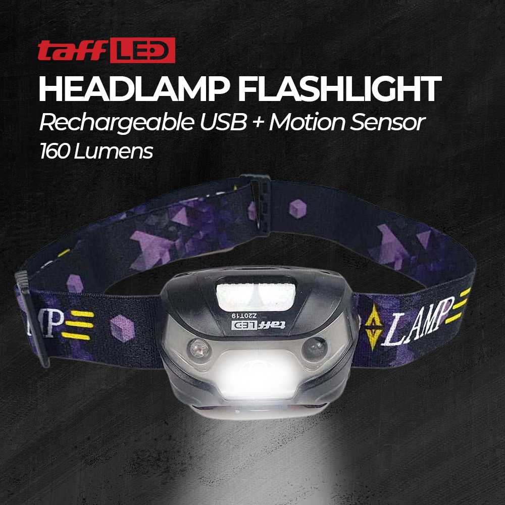 TaffLED Headlamp Flashlight Rechargeable USB + Motion Sensor - Z20T19 - OLRG