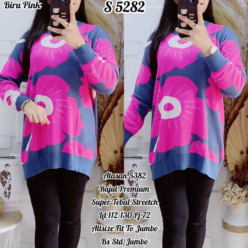 5282 #Atasan Rajut Jumbo Bunga