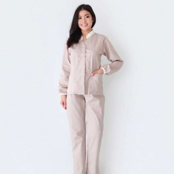 baju suster Seragam Baby Sitter Calia Taupe / Baju Suster / Seragam Nanny - S(A7Y5) Baju Baby Sitter