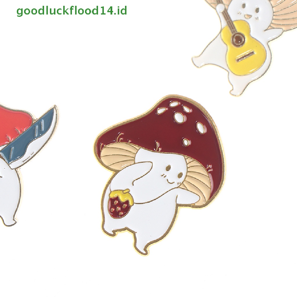 [GOOGFOUR] Lucu Jamur Lencana Bros Enamel Pin Di Ransel Wanita Anime Pin Enamel [TOP]