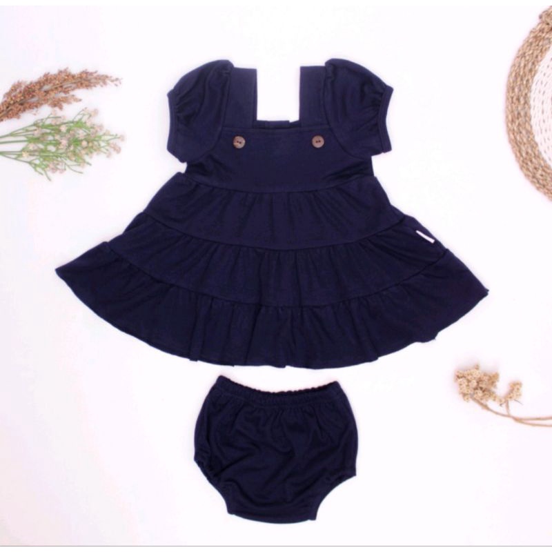 NIA Dress Susun Bayi Polos Warna Premium