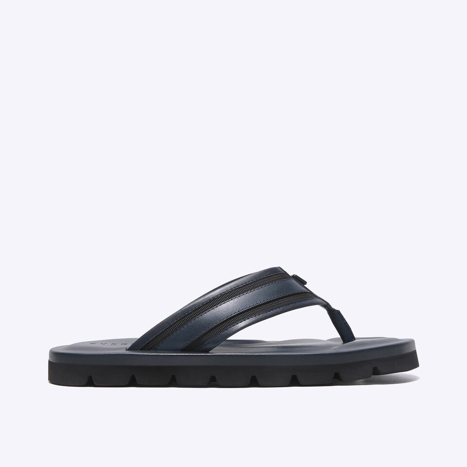 EM24 SANDAL JEPIT EVERBEST PRIA ORIGINAL CASUAL KULIT BRANDED BIRU NAVY BLUE