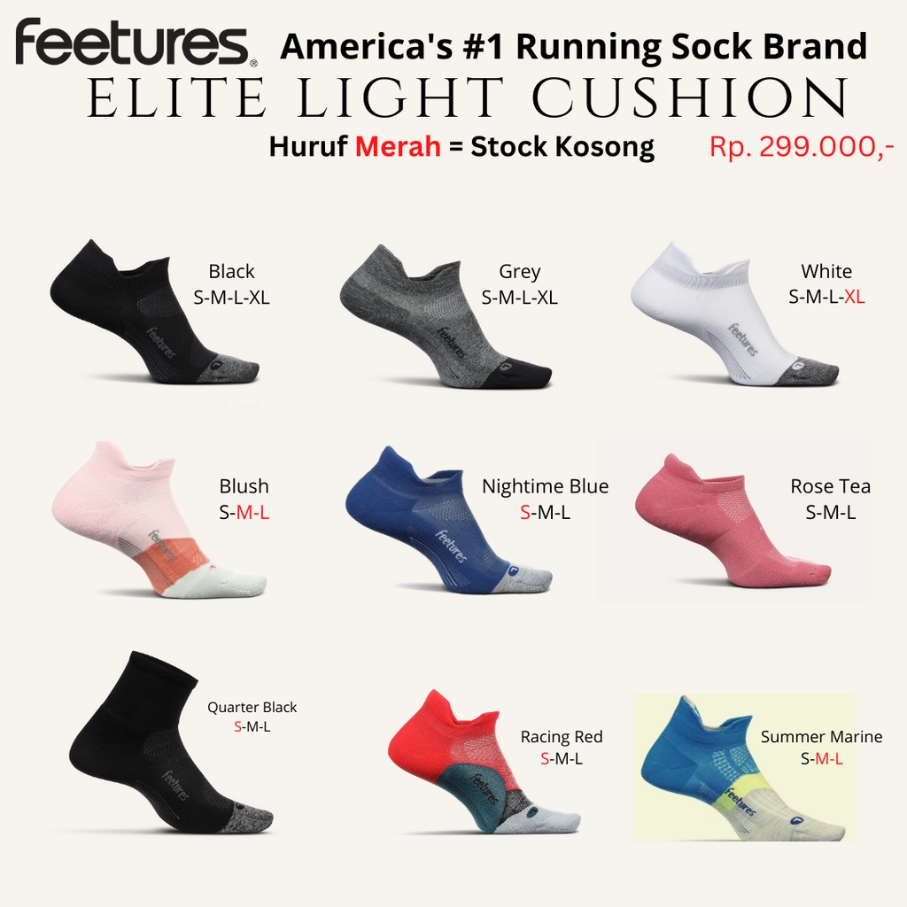 Kaos kaki Feetures ELITE LIGHT CUSHION NO SHOW TAB TEBAL