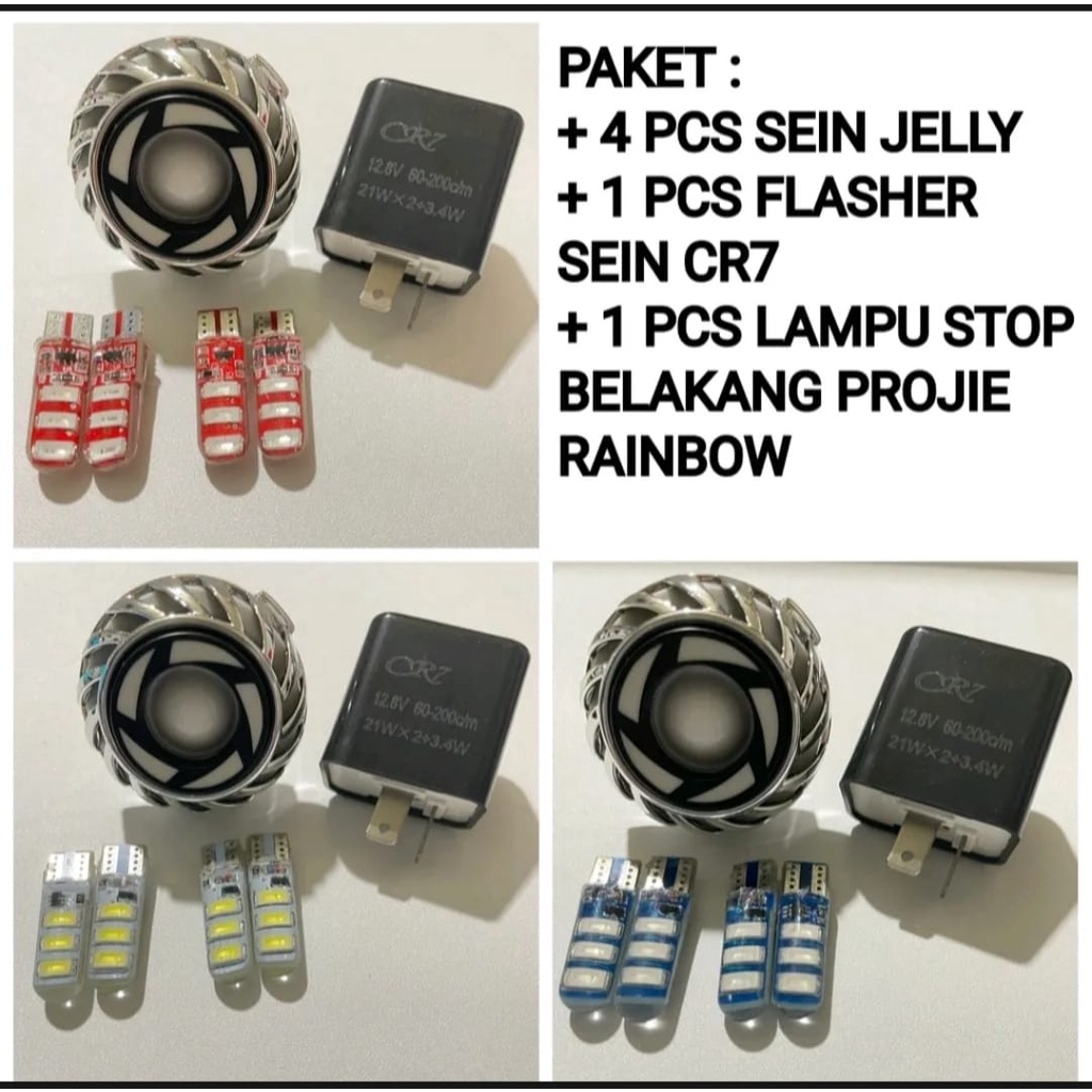 paket murah lampu stop projie+4pcs sen jelly kedip+flasher sen CR7