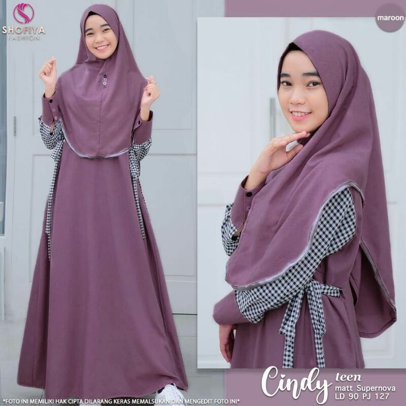 Baju Remaja Perempuan Bahan Crinkle AirFlow Set Khimar Cindy Teen Kids By Shofiya Setelan Anak Perempuan