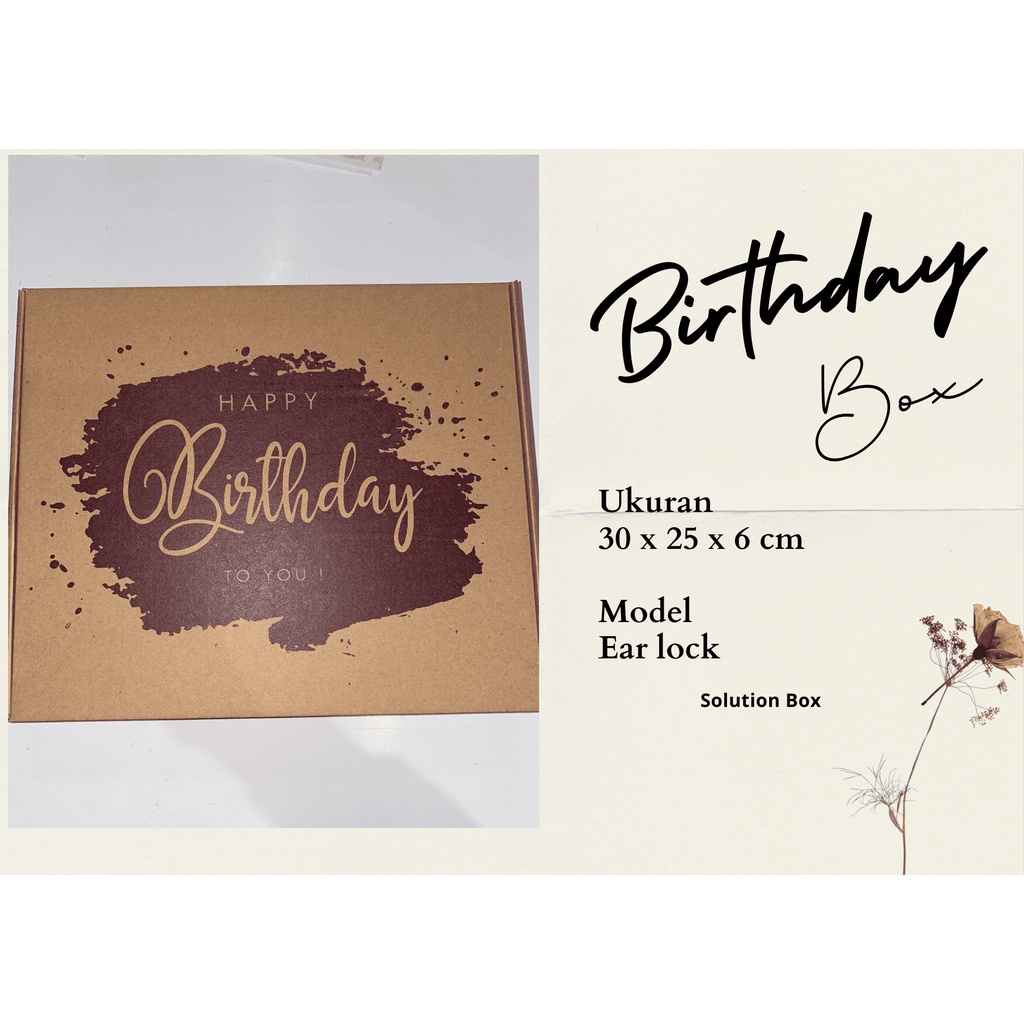 

Birthday kado Box, Kotak kado corrugate untuk size 30 x 25 x 6 cm ( P x L x T )