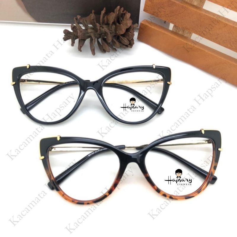 Kacamata Minus Antiradiasi Frame Wanita Cat eye 95709 | Anti UV Photocromic &amp; Bluecromic