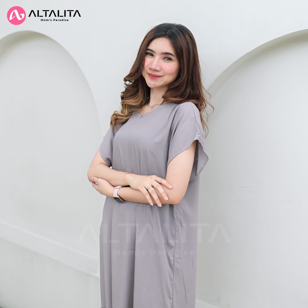 Altalita - Daster Viral Ruffle Polos Busui Jumbo LD 120 | Daster Busui Polos Panjang Selutut Rempel Bawah | Daster Jumbo Polos Bahan Rayon Premium