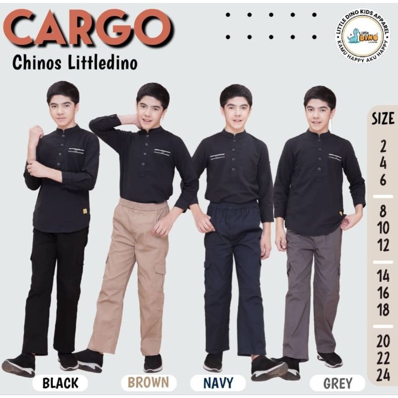 Celana Cargo Panjang Anak 6 - 15 Tahun Chinos Cargo Pants By Little Dino