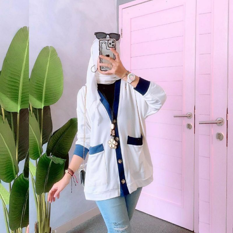 Basic Line Cardy, KARDIGAN WANITA MUSLIM CANTIK JUMBO FIT XXXL LD 120-130 BAHAN KAOS TERRY HALUS IMPORT TERMURAH OOTD