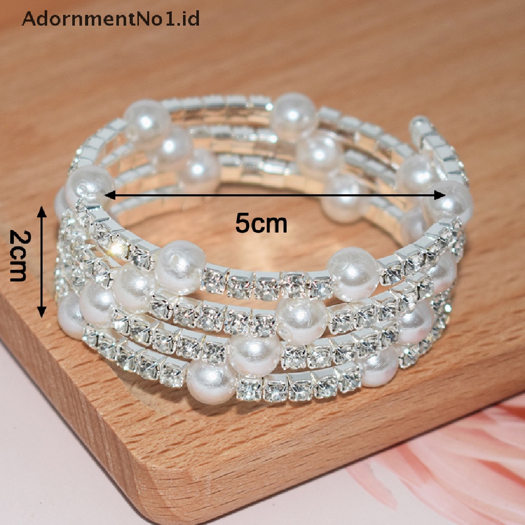 [AdornmentNo1] Gelang Mutiara Imitasi Kristal Elegan Multilayer Stretchable Pearl Bracelet Gelang Mutiara Untuk Wanita Hadiah Perhiasan Pengantin [ID]