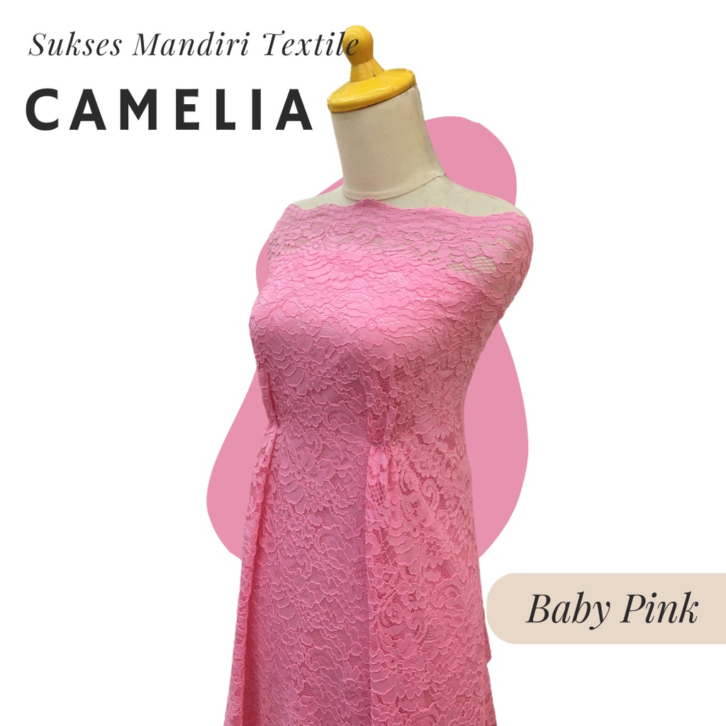 [CAMELIA] Brukat Lembut Warna Baby Pink | Harga ½ meter = 50 cm (Bahan Dress Bridesmaid, Kondangan, 