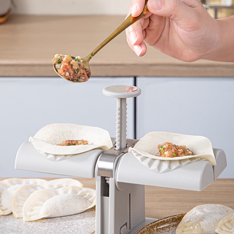 【COD】Cetakan Otomatis Untuk Membuat Pangsit/tekan Kepala Ganda Untuk Membuat Pangsit/Gadget Dapur Cetakan Kue
