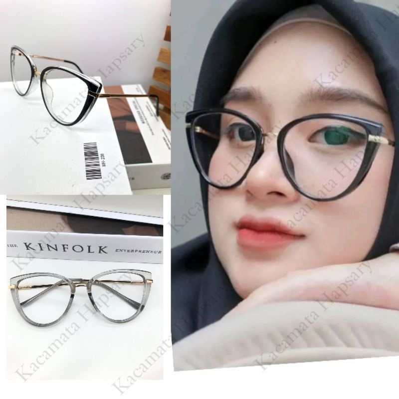 Frame Kacamata Wanita Cat Eye 58595 Terbaru | Bisa Reques Lensa Minus Cylinder dan Plus | Anti radiasi dan Anti UV Photocromic