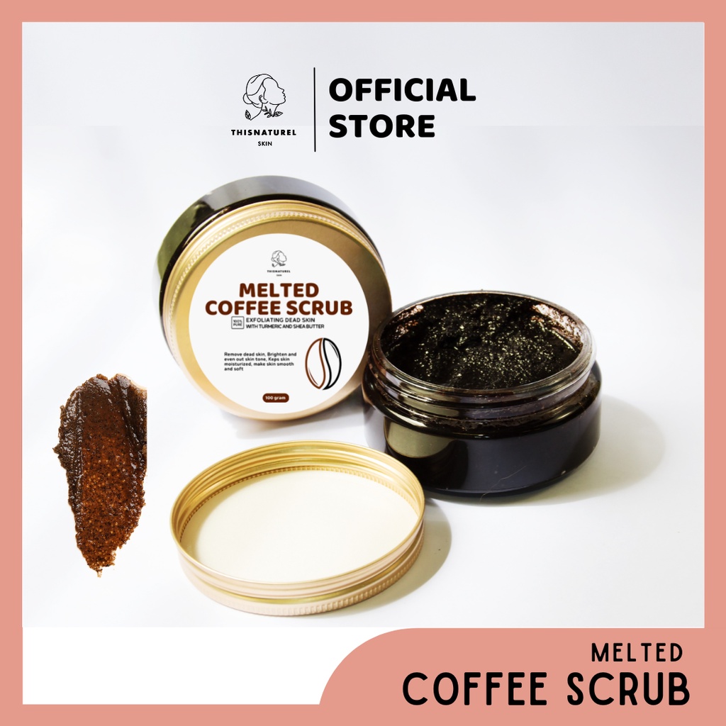 Melted Coffee Scrub - with Turmeric and Shea Butter - Face and Body Scrub - Exfoliating Dead Skin and Brightening - Scrub in Butter