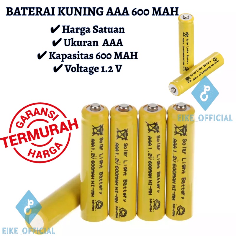 [Eike] Baterai Cas Rechargeable AAA 600mAh 1.2V Ni-Cd / Batre Cas / Battery Reachargeable Kuning