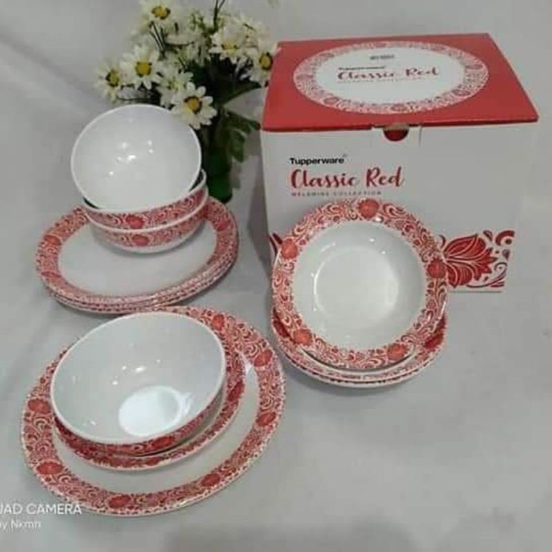 melamine red Set / piring Bowl melamine  Original Tupperware 100%