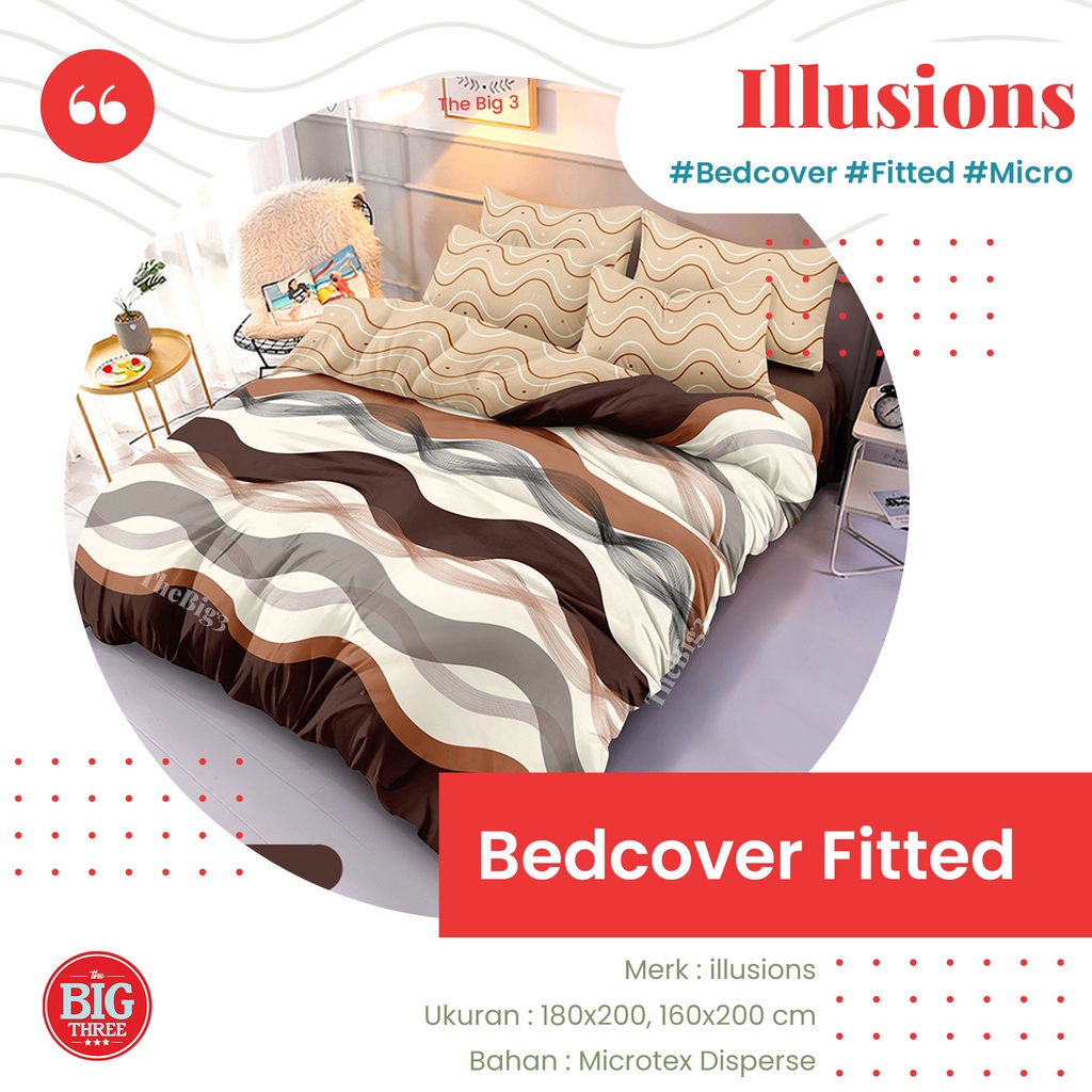 ILLUSIONS Set Bedcover FLAT 180x200 / 160x200 Arima Weberi Clara Kirana Hansel Alea Ameena Terra Indira Ralia Raven Terra Ghina Vena - King 180 Fitted illusions