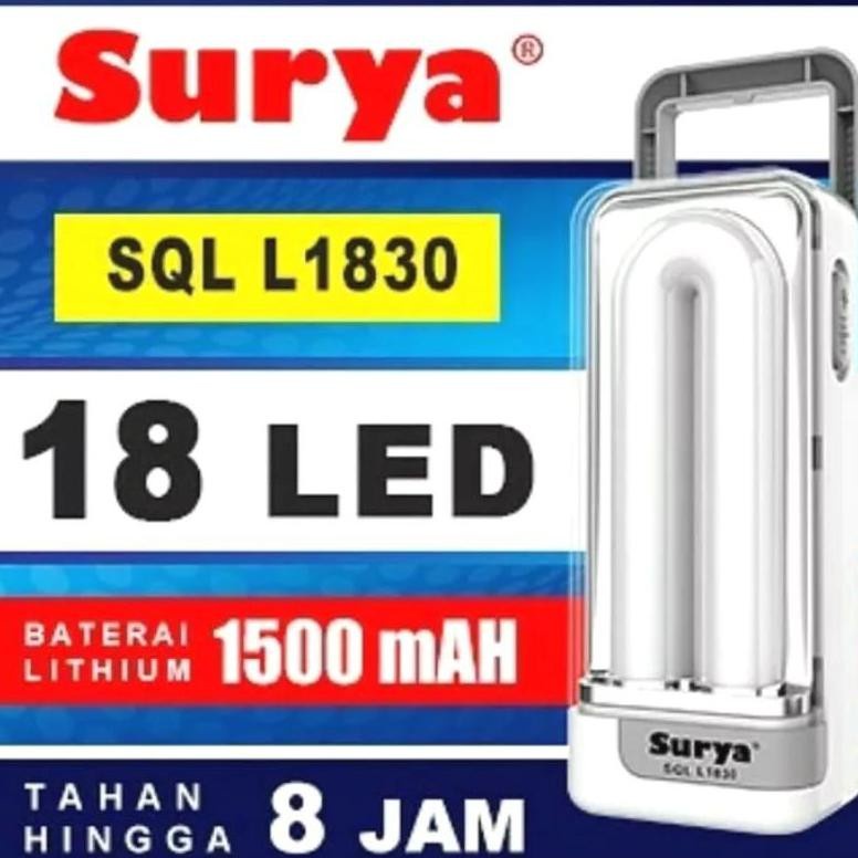 Surya SQL L1830 Lampu Darurat Portable 18 LED Emergency Cas Ulang 1500mAH Original