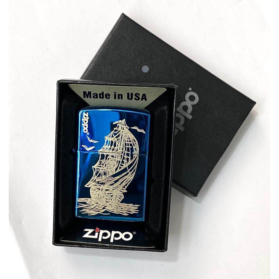 Korek Api Zippo Blue Ice Motif Kapal Layar Made In USA/Zippo/Korek Zippo/Zippo Blue Ice/Zippo Murah/