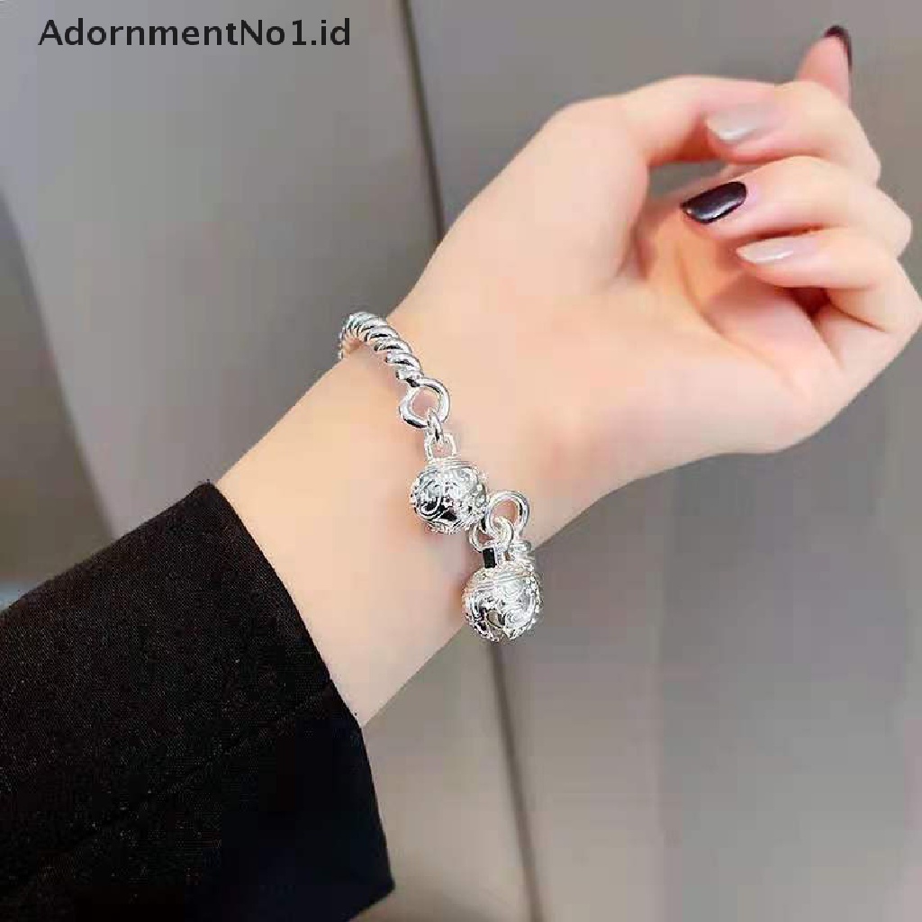 [AdornmentNo1] Gelang Bangle Liontin Fashion Adjustable Lapis Silver Warna Silver Untuk Wanita [ID]