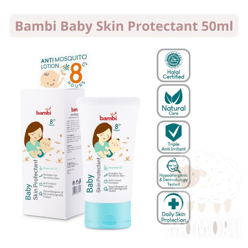 Bambi Baby Skin Protectant with Essential Oil 50ml Lotion Pelindung Gigitan Nyamuk dan Serangga Untuk Bayi