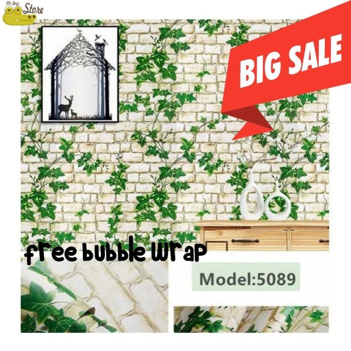 ] Wallpaper Stiker Dinding Bahan PVC Anti Air Wallpaper Daun Rambat Hija