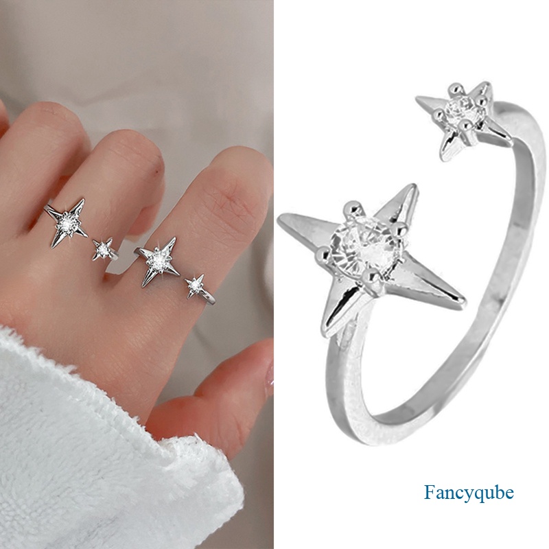 Tidak Teratur Cross Star Opal Rings Batu Alam Bintang Cincin Untuk Wanita Pria Pasangan Cincin Moonstone Geometris Egirl Cincin Unisex Perhiasan