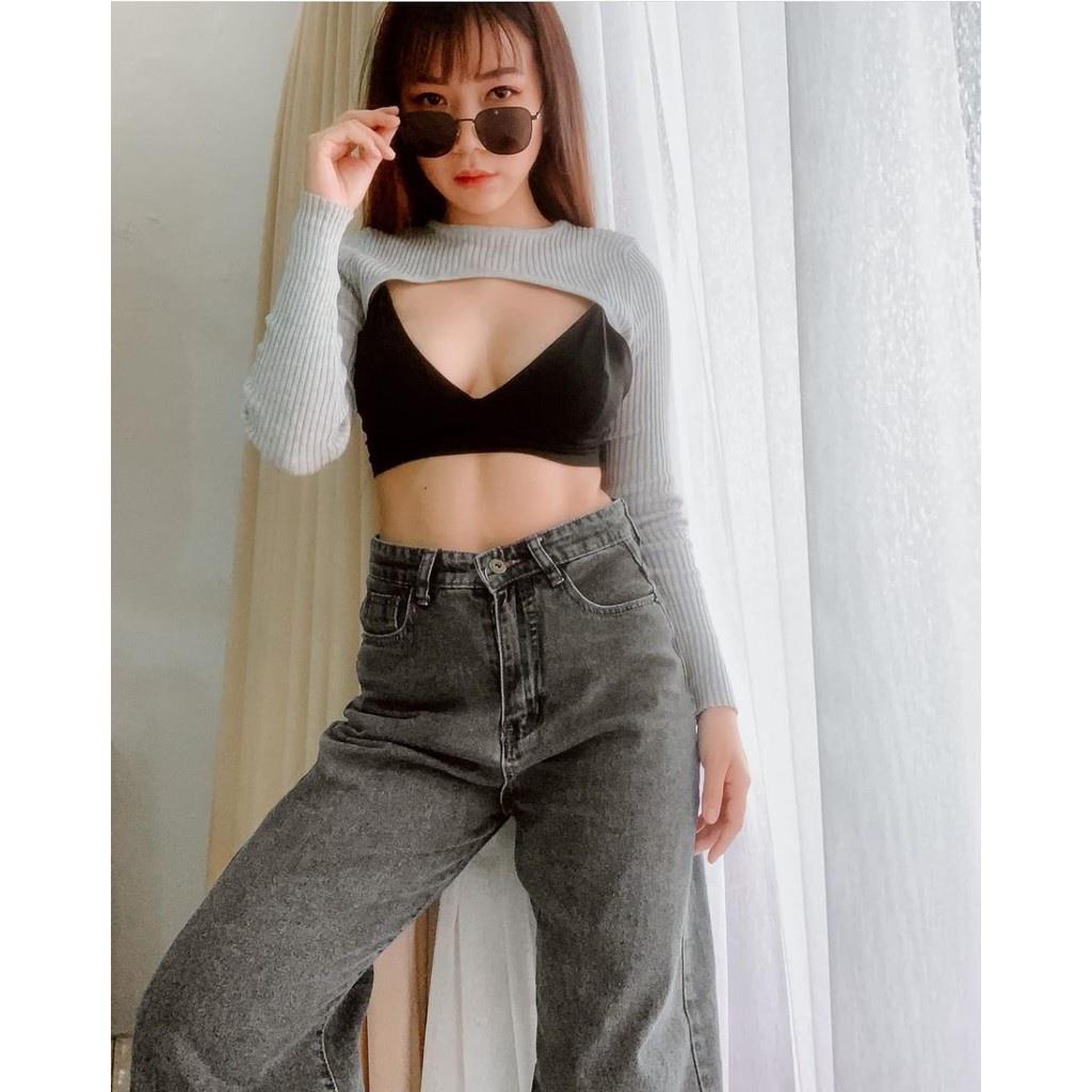 MJS 188 - Top Crop RIB Manset Inner Atasan bahan Rib Fit to L Atasan Dalaman Bolero Wanita