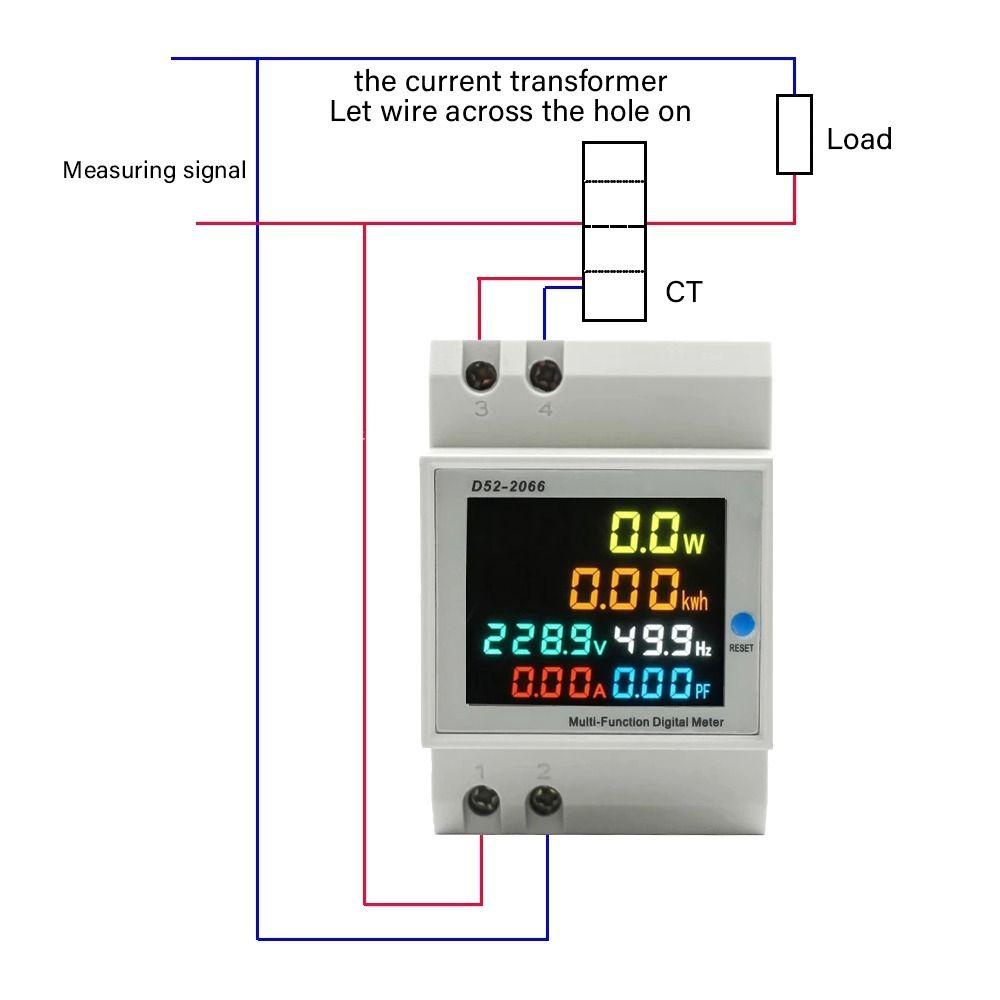 Solighter Din Rail Voltmeter Digital Multifungsi AC 220V 110V 380V 100A Power Meter Energi Listrik kWh Meter