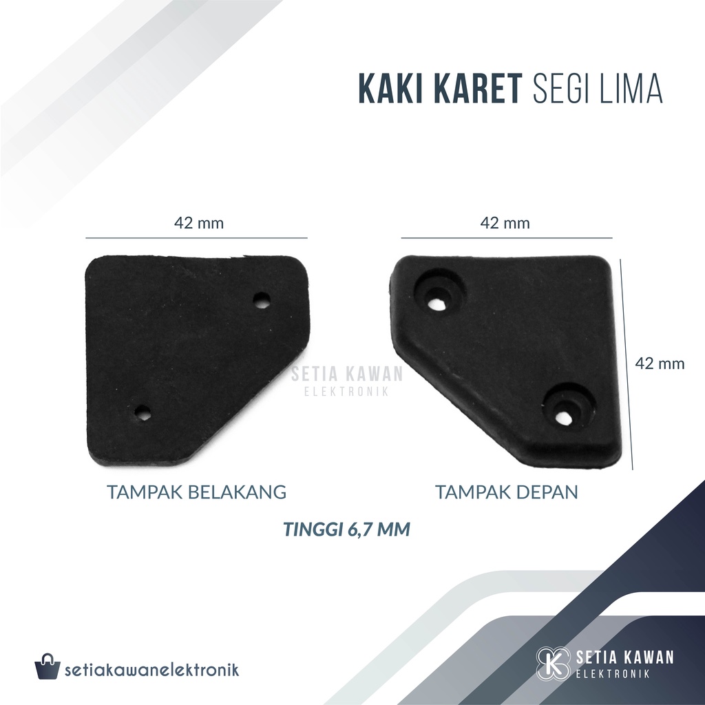 Kaki Karet Segi Lima (PVC) untuk Salon Speaker / Box Power / Amplifier / Hardcase / Sofa / Pintu