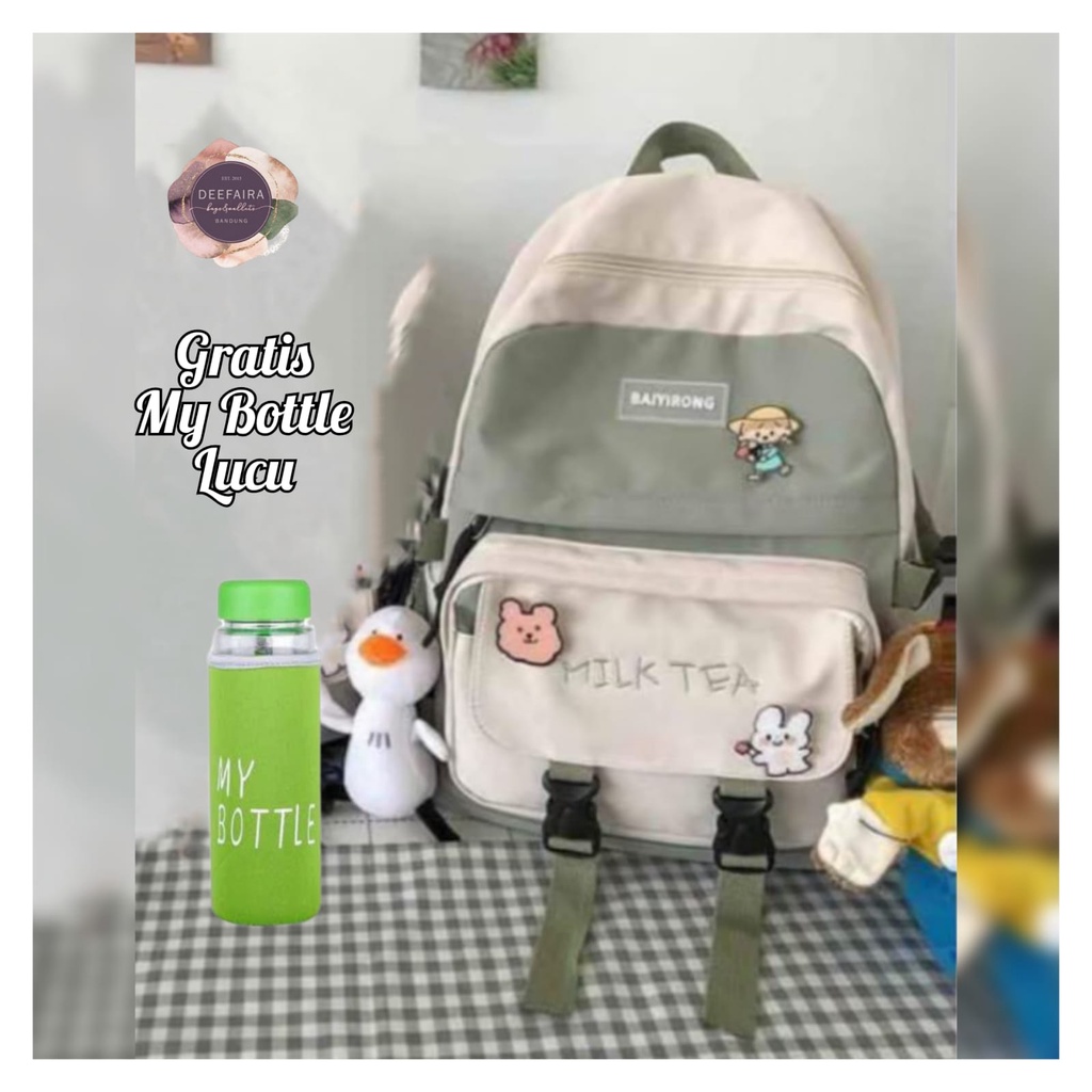 Tas Ransel Perempuan M1lkte4 Korean Free My B0ttle Lucu Untuk Sd Smp &amp; Sma