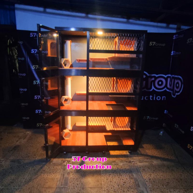 READY STOCK kandang rumah tempat kucing hias tingkat susun 3 alumunium full playground mainan kucing