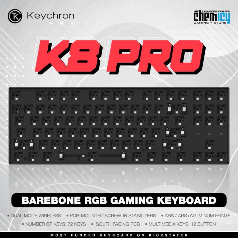 Keychron K8 Pro RGB Barebone Wireless Mechanical Gaming Keyboard