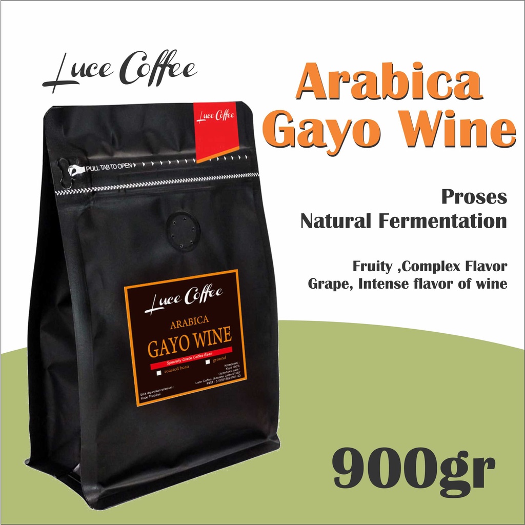 

Kopi Arabica Gayo Wine 900gr - Luce Coffee - Biji atau bubuk- luce coffee