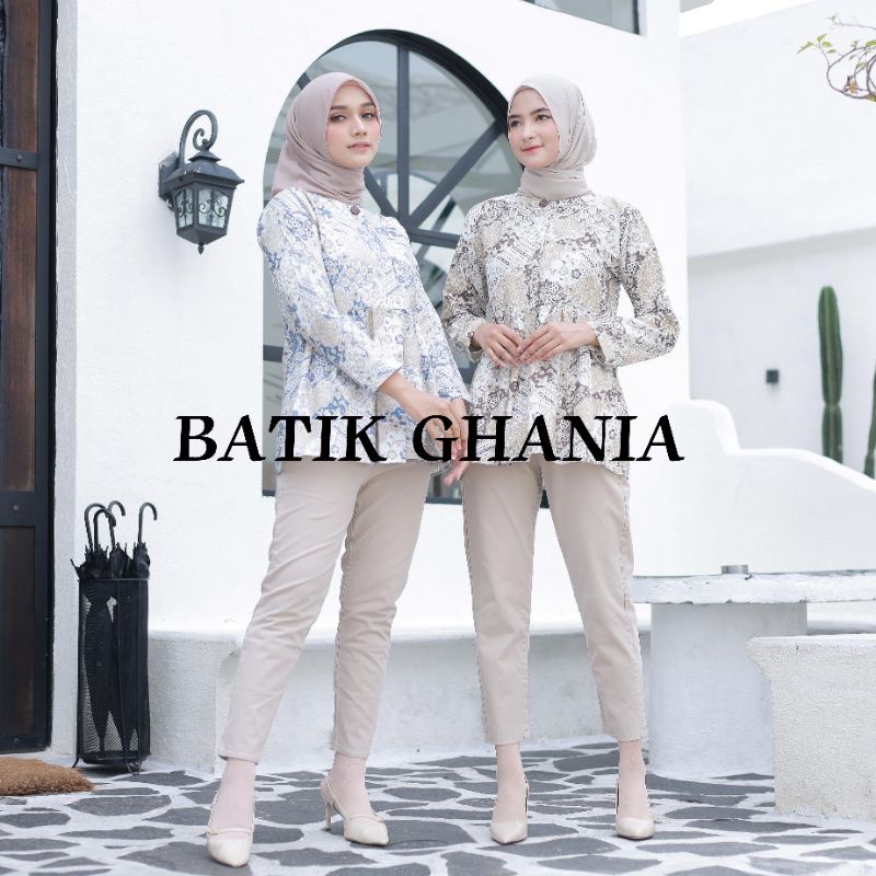 BLOUSE BATIK WANITA MODERN ATASAN BATIK WANITA KANCING DEPAN FULL LENGAN PANJANG MOTIF ZUHARIYAH