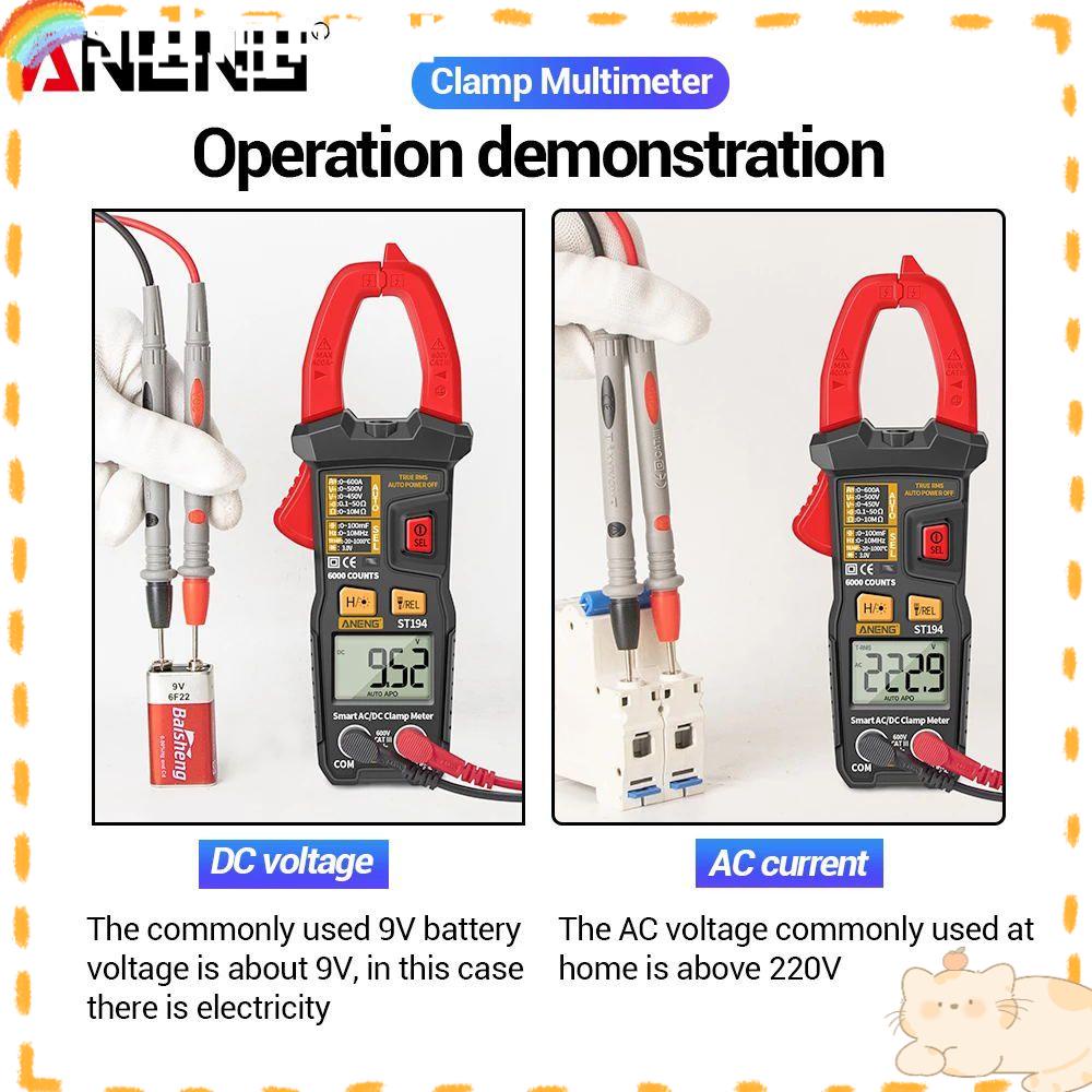 Solighter Digital Clamp Meter ANENG ST194 Voltage Car Tester True RMS Penjepit Arus AC/DC