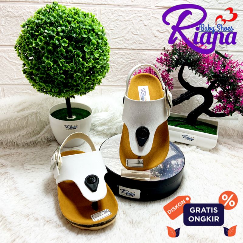 BA54 Sandal anak Birken sintetis Leather premium tebal motif Jepit murah terbaru usia 10-30 Bulan
