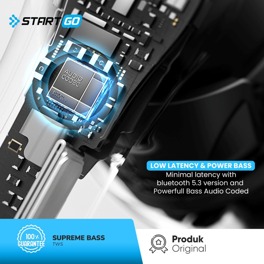 StartGo SUPREME BASS In-Ear TWS Earphone Bluetooth 5.3 Garansi Resmi