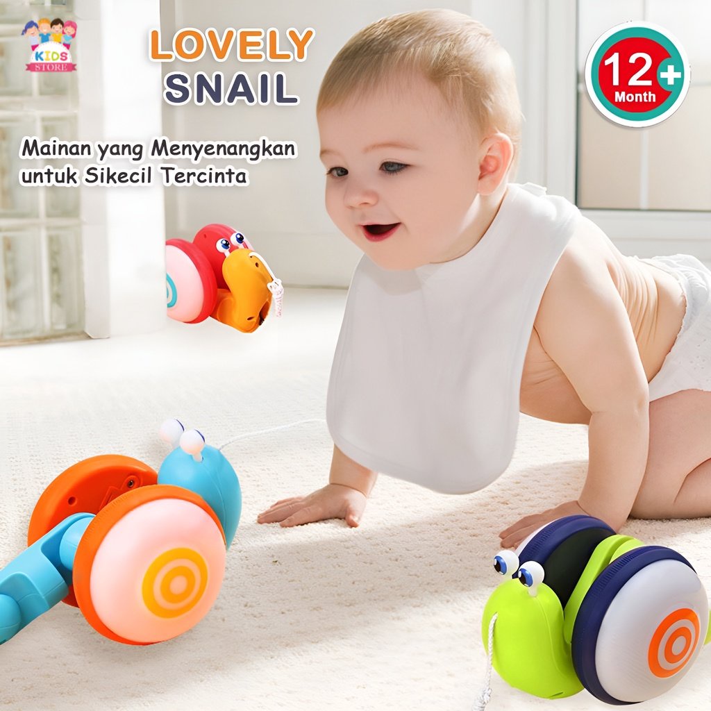 Pull Along Snail Toy | Lampu LED &amp; Musik | Mainan Siput Berjalan | Mainan Anak Laki Laki 1-2-3-4-5-6 Tahun | Mainan Terbaru 2023 Anak Perempuan