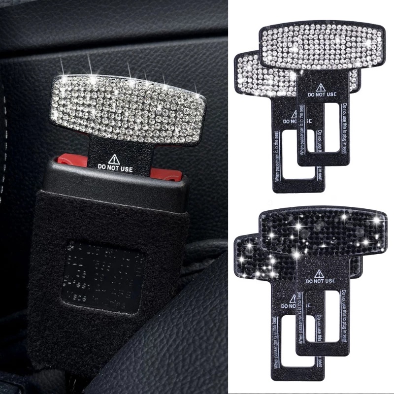 2pcs Berlian Imitasi Berkedip Sabuk Pengaman Mobil Gesper Klip Universal Sabuk Pengaman Mobil Stopper Plug Mobil Sabuk Pengaman Ekstensi Gesper Auto Seat Belt Adjuster Metal Buckle Insert